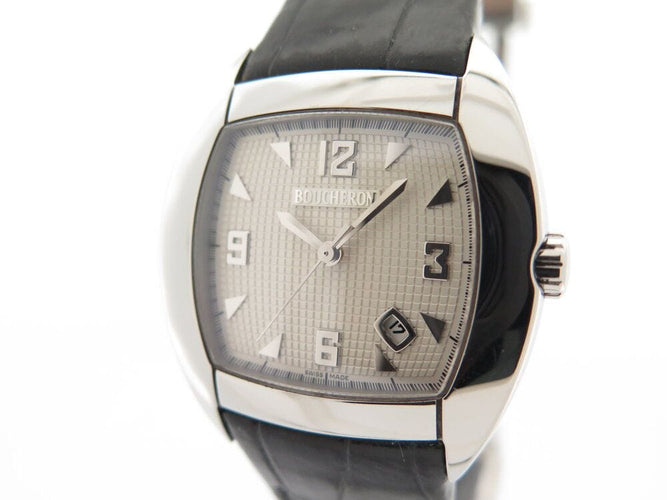 vintage montre BOUCHERON mec acier 35mm cuir crocodile automatique lady 58 Facettes 265449