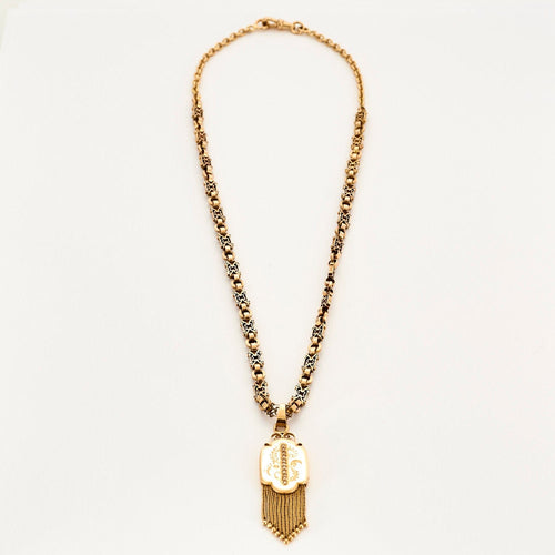 Collier Collier ancien or jaune début XXe avec pendentif. 58 Facettes