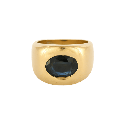 Bague 46 Bague chevalière en or jaune et saphir 58 Facettes MAN1695X3