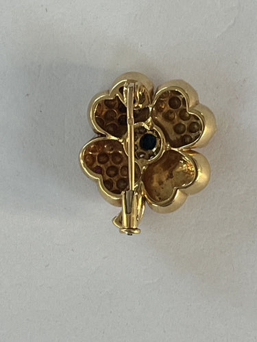 Broche FRED - Broche Fleur Or Jaune, Saphirs, Diamants 58 Facettes LOT 6039