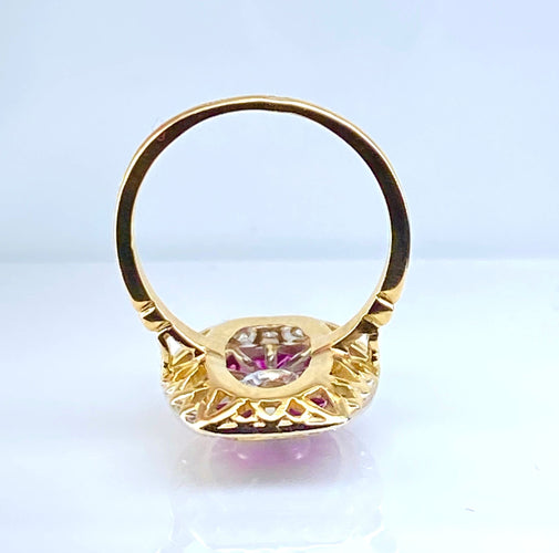 Bague 50 Bague or jaune diamants et rubis, style Art Déco 58 Facettes AB484