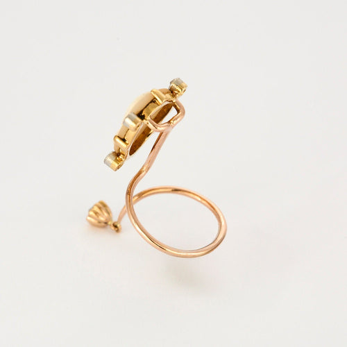 Bague Bague Camée et diamants Pièce unique (Ancienne épingle à cravate) 58 Facettes