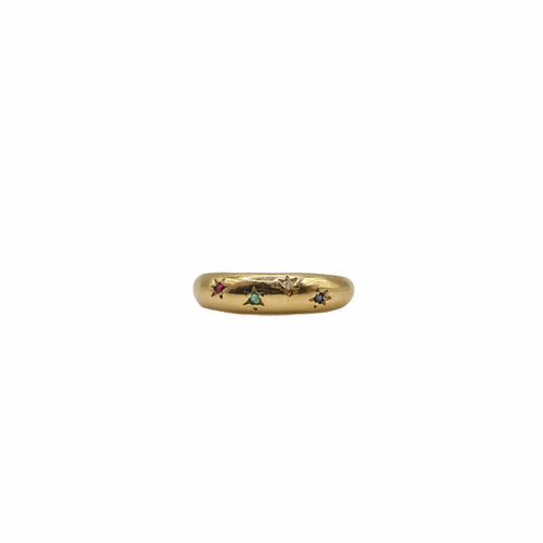 Bague 58 Bague or jaune sertie pierres colorées 58 Facettes