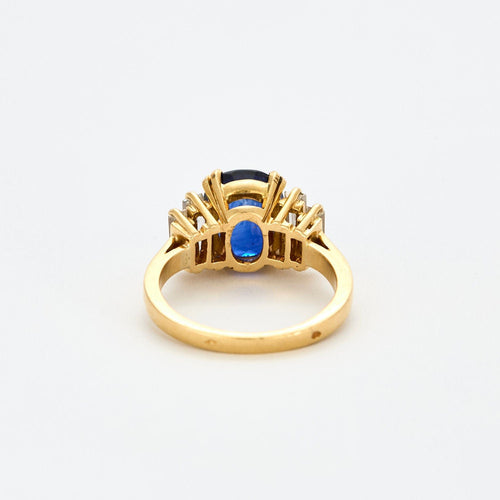 Bague Saphir Diamants Baguettes