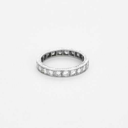 Bague 53 Alliance tour complet platine et diamants 58 Facettes ENG10229