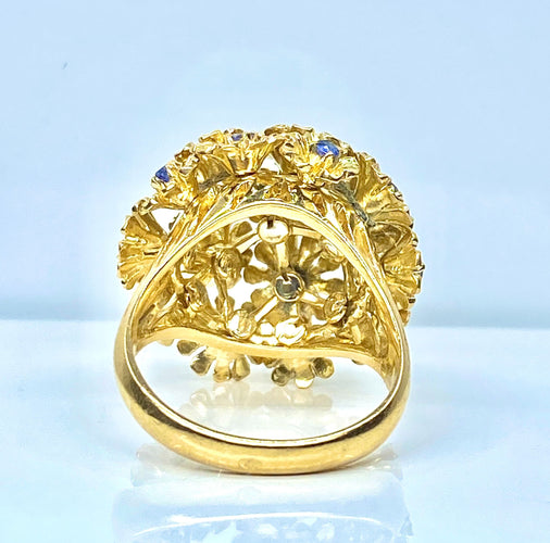 Bague 53 Bague - Bague multifleurs en or jaune et saphirs, rubis, diamants 58 Facettes AB671