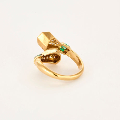 Bague 54 BRY - Bague toi et moi en or jaune, émeraudes et diamants 58 Facettes 250104
