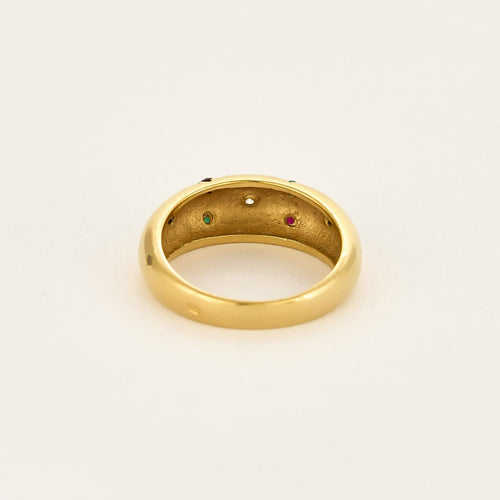 Bague 53.5 Bague jonc en or jaune, diamant, rubis, saphir et émeraude 58 Facettes LOR33782