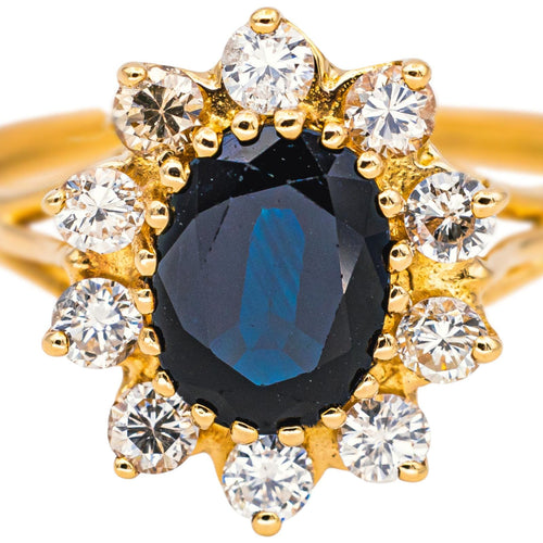 Bague 55 Bague Marguerite  Or jaune Saphir, Diamant 58 Facettes 4712457CN