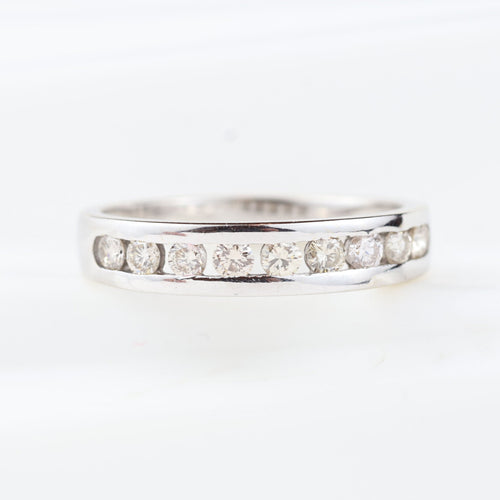 Bague 56 Alliance - Bague alliance en or blanc 18k et diamants 58 Facettes 130023