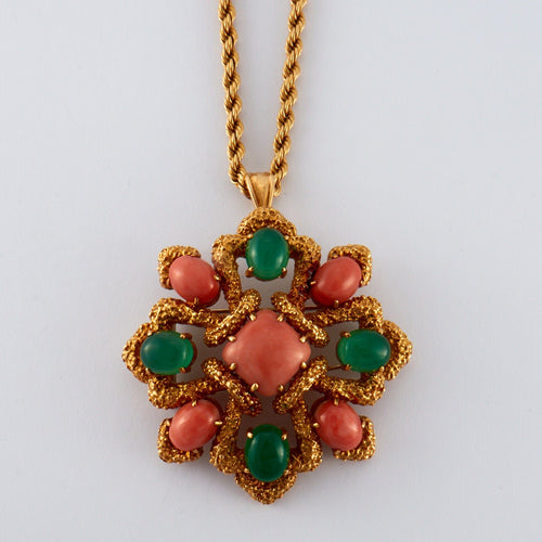 Boucles d'oreilles VAN CLEEF & ARPELS - Parure "Delphe Collection" Corail et chrysoprase 58 Facettes DV0332-5