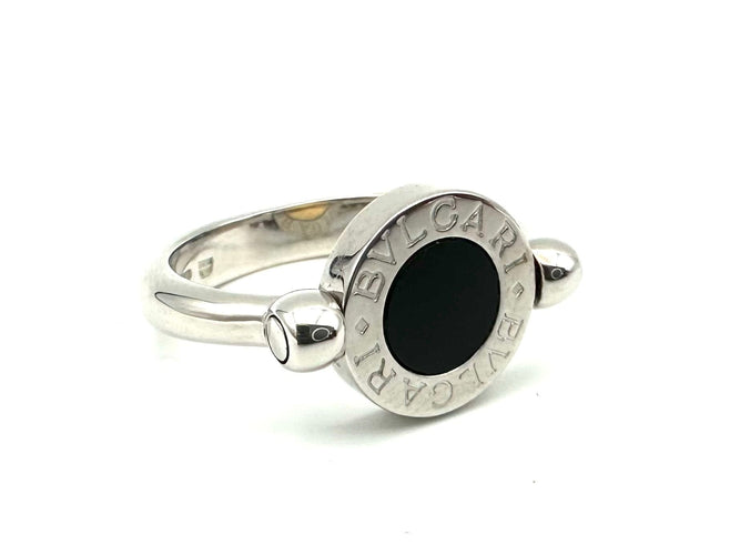 Bague 54 BVLGARI. Collection "BVLGARI-BVLGARI", bague 2 ors et onyx 58 Facettes