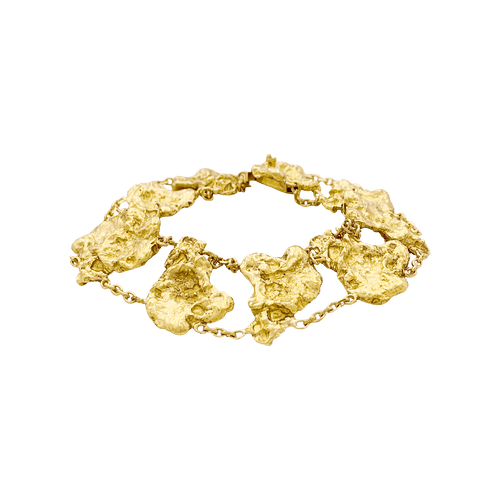 Bracelet Bracelet vintage maillons style pépite, or jaune. 58 Facettes 34801
