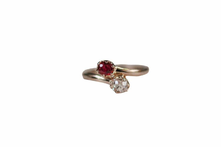 Bague 54 Tu es à moi, bague en diamant, rubis, ancienne mine 58 Facettes