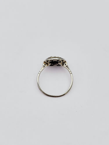 Bague 54 Bague art deco en platine ornée de saphirs et diamants 58 Facettes