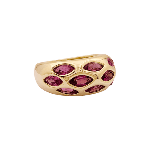 Bague 51 Bague jonc bombé, or jaune, tourmalines roses. 58 Facettes 34650