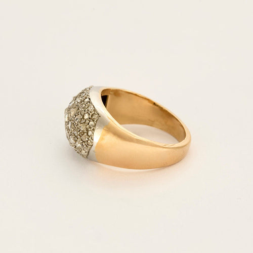 Bague 64 Bague en or jaune, platine et diamants taillés en rose. 58 Facettes CAL2430