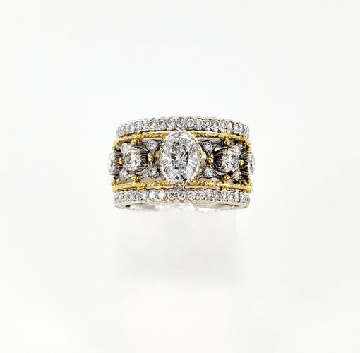 Bague BUCCELLATI - Bague bicolore or blanc et jaune avec diamants 58 Facettes