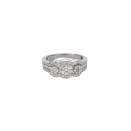 Bague 52 Bague tricercle en or blanc et diamants 58 Facettes LP438/12