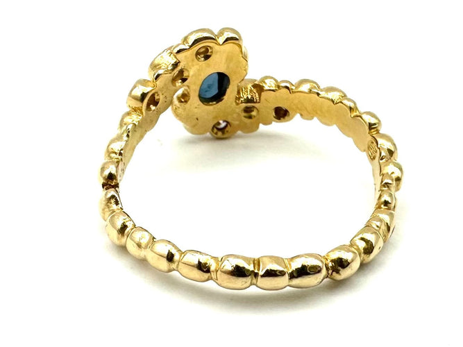 Bague 54 GILBERT ALBERT. Bague or jaune 18K, saphir et diamants 58 Facettes