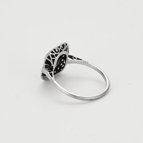 Bague 59 Bague Art Déco en or blanc, saphir et diamants 58 Facettes MB8