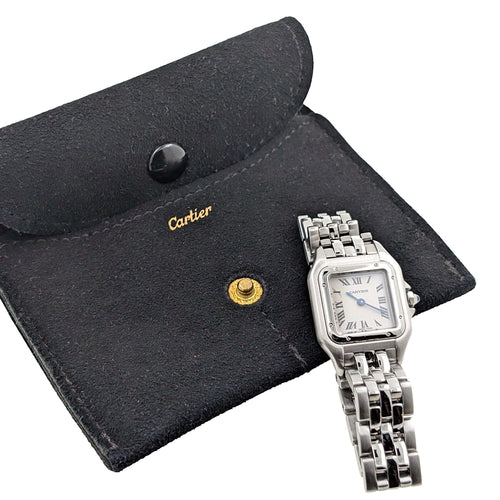 Montre CARTIER - Monte Panthère Cadran RARE Bracelet Figaro Petit réf. 1320 Acier inoxydable 58 Facettes