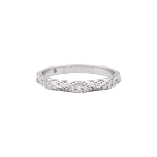 Bague 58 Alliance Boucheron "Facette" platine, diamants. 58 Facettes 34400