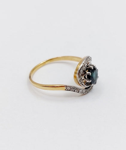 Bague 59 Bague tourbillon or jaune, saphir et diamants taille rose (circa 1900) 58 Facettes A05937