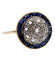 Bague 51.5 Bague cible art deco or jaune 18k ornée de diamants taillés en roses entouré de saphirs calibrés synthétiques (circa 1930) 58 Facettes A04977