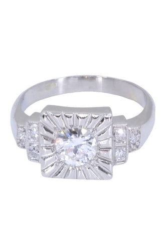 Bague 56 Bague platine art-déco diamants 58 Facettes 089681