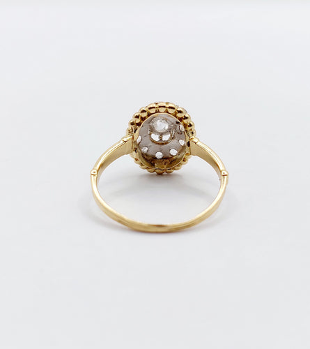 Bague 52 Bague marquise antique or jaune diamant taillés en roses 58 Facettes A05051