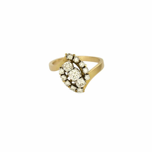 Bague 57 Bague mouvementée en or jaune, platine et diamants 58 Facettes FON2416
