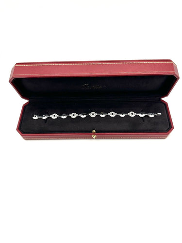 Bracelet CARTIER. Collection "Himalia", bracelet or blanc 18K et diamants 58 Facettes