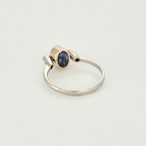 Bague 65 Bague en or jaune, or blanc, Tanzanite et diamants 58 Facettes RAM3128