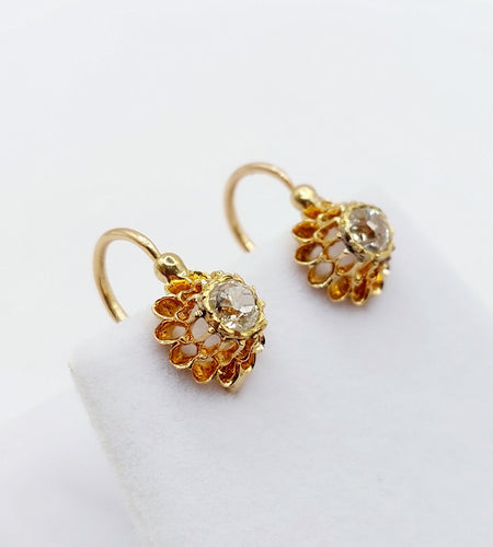 Boucles d'oreilles Dormeuses victorienne or roses 18k et 0,60 carats diamants tailles ancienne(circa 1890) 58 Facettes A05775