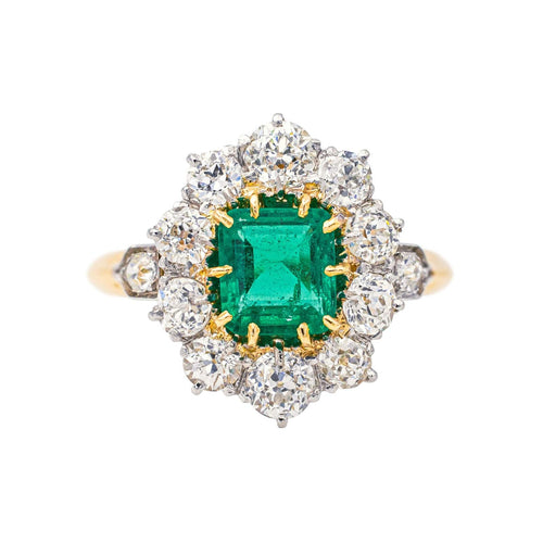 Bague 54 Bague Pompadour Or jaune, Platine Emeraude, Diamant 58 Facettes 4183601CN