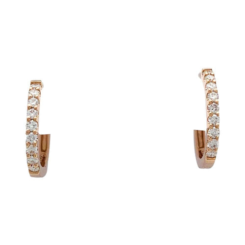 Paire de petites créoles en or rose, diamants. 58 Facettes 34289