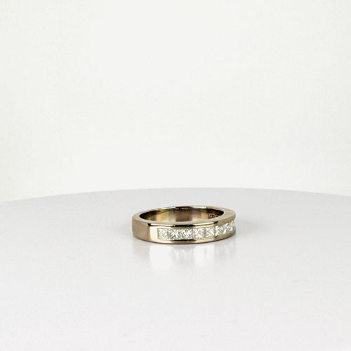 Bague Bague Alliance en or blanc sertie de diamants naturels taille princesse 58 Facettes 2505030