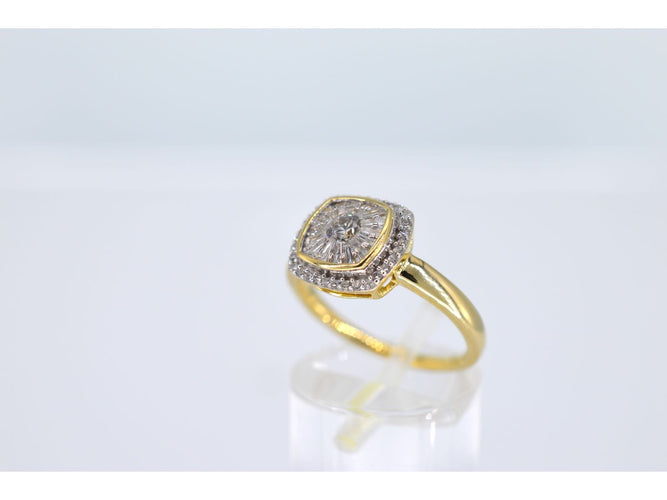 Bague 54 Bague entourage en or jaune avec diamants 58 Facettes 2153