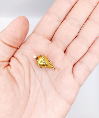 Pendentif Pendentif antique or jaune pampille et perles 58 Facettes A05588
