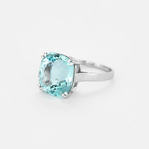 Bague 60 Bague cocktail platine et aigue-marine 58 Facettes 250107