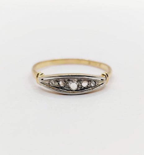 Bague 58 Bague jarretière Art Déco or jaune, diamants taille rose (circa 1920) 58 Facettes A06032