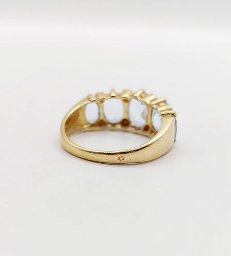 Bague 56 Bague jarretière vintage or jaune 18k topazes et diamants (circa 1980) 58 Facettes A05994