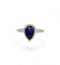 Bague 51 Solitaire or blanc diamants et saphir poire 58 Facettes