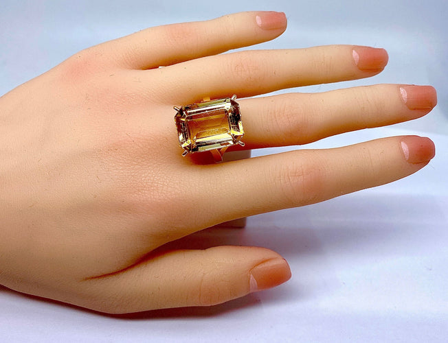 Bague 57 Bague Or jaune Citrine 58 Facettes AB278