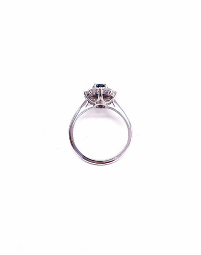 Bague 55 Bague marguerite saphir diamant or blanc 58 Facettes Bag.Marg.FA.30-S