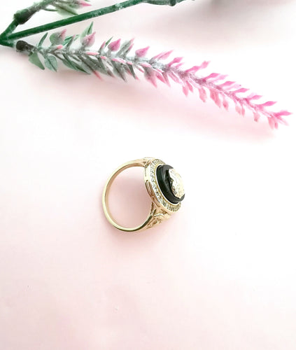 Bague 56 Bague tête de Gorgone sur Onyx 58 Facettes AA 1603
