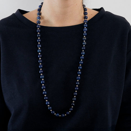 Collier Sautoir lapis lazuli et argent 58 Facettes 65500006