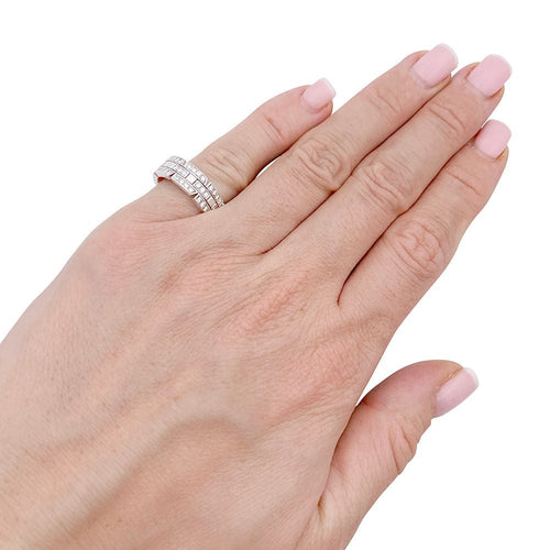 Bague 48 Bague Cartier or blanc, diamants "Tank Française". 58 Facettes 33679