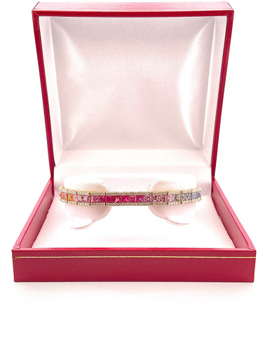 Bracelet Bracelet raimbow or 18 carats multi-saphirs et diamants 58 Facettes